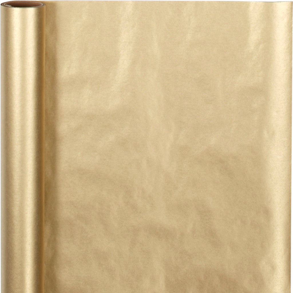 Wrapping Paper, W: 50 cm, 60 g, gold, 5 m/ 1 roll