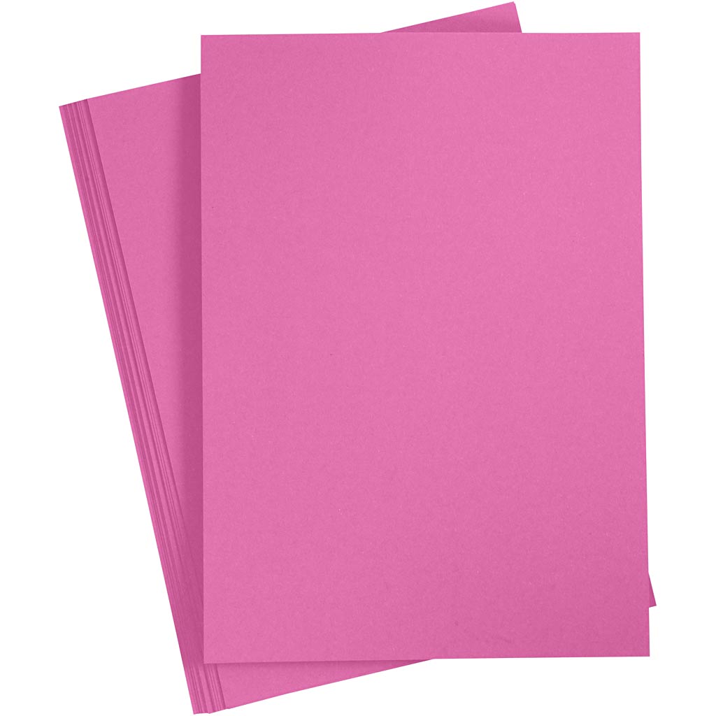 Card, A4, sheet 210x297 mm, 180 g, pink, 20 sheet