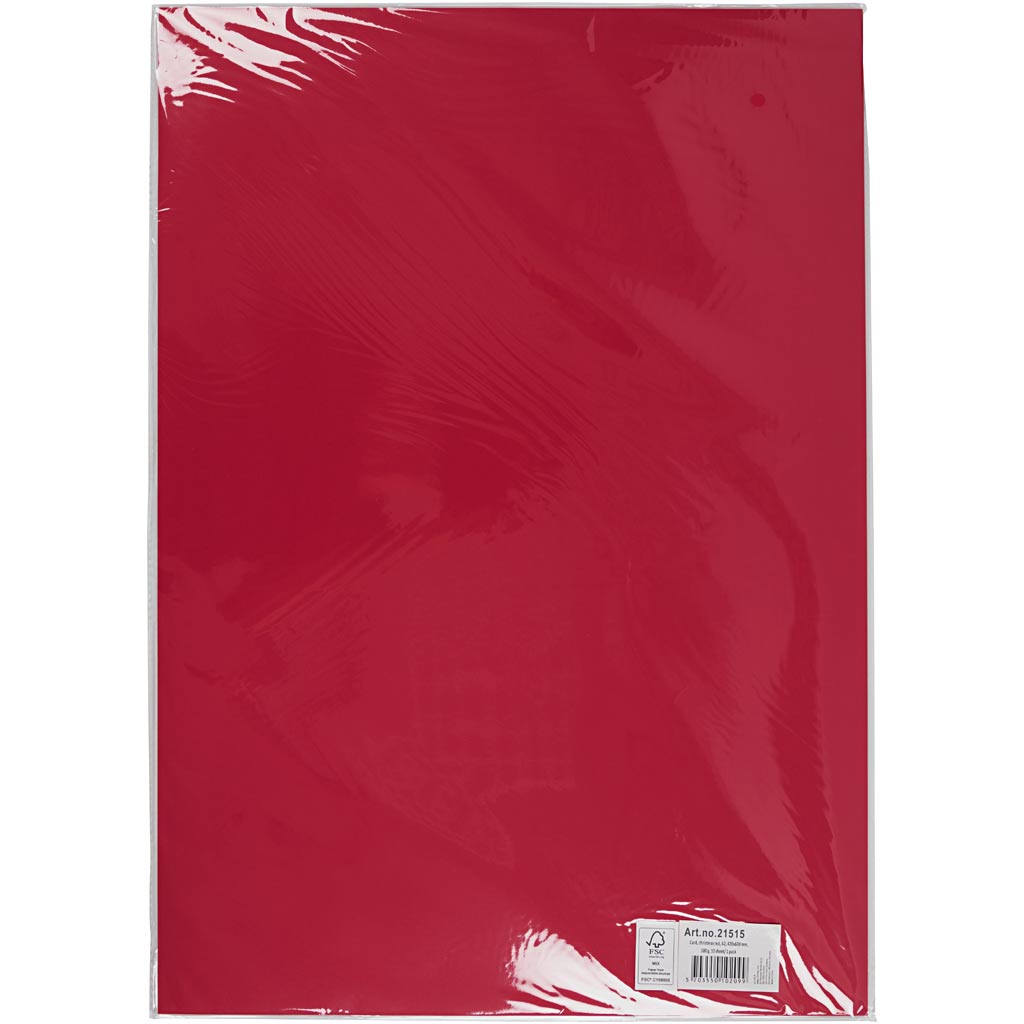 Färgad Kartong, A2, ark 420x594 mm, 180 g, julröd, 10 ark/ 1 förp. [HOB-21515]