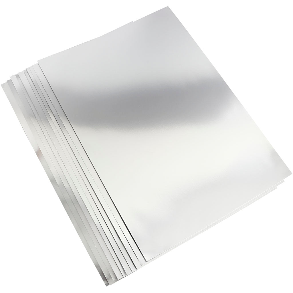 Metallkartong, A2, ark 420x594 mm, 280 g, silver, 10 ark/ 1 förp. [HOB-220860]