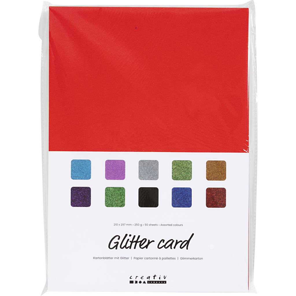 Glitterkartong, A4, 250 g, 50 ark/ 1 förp. [HOB-230460]