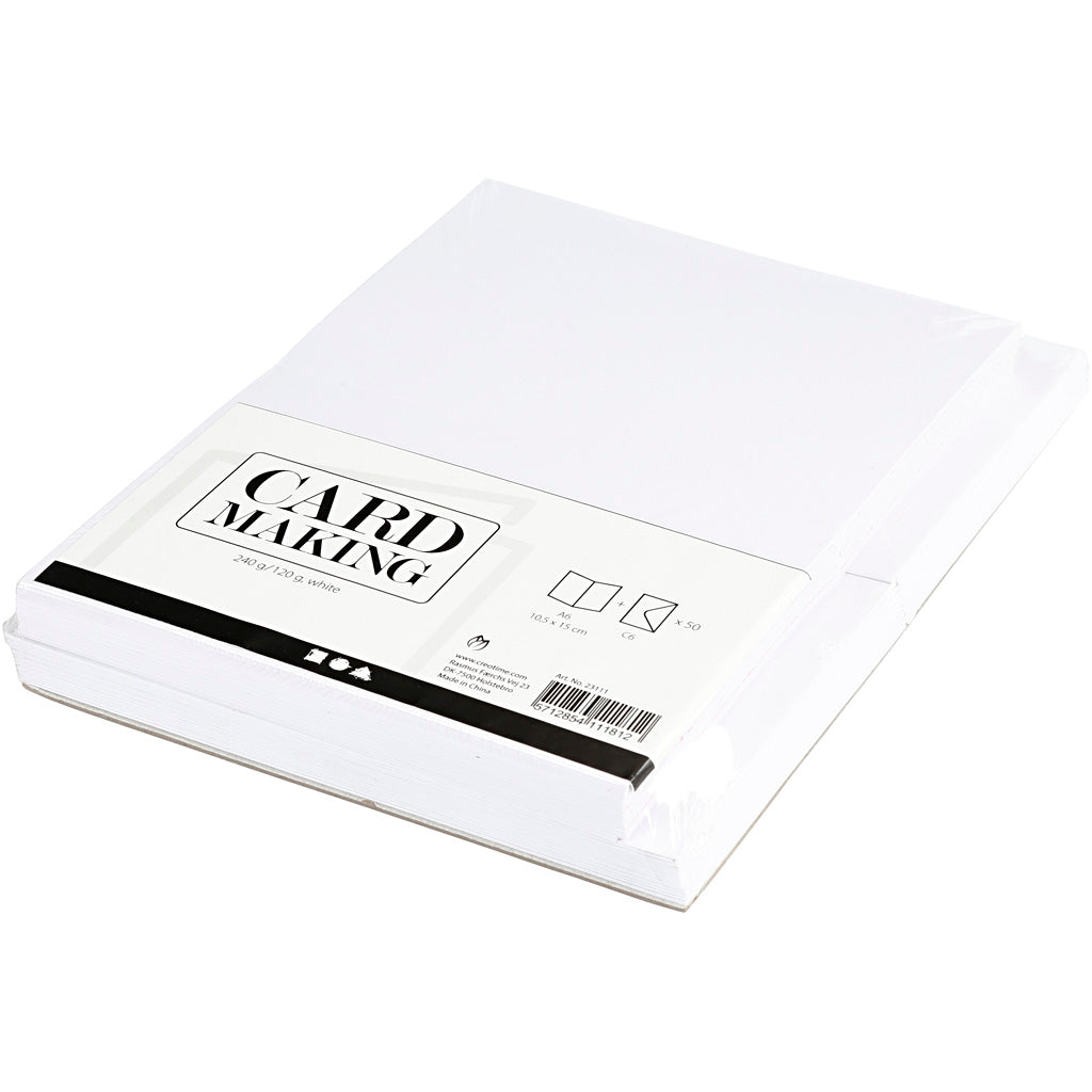 Cards and Envelopes, card size 10.5x15 cm, envelope size 11.5x16.5 cm, white, 50sets [HOB23111]