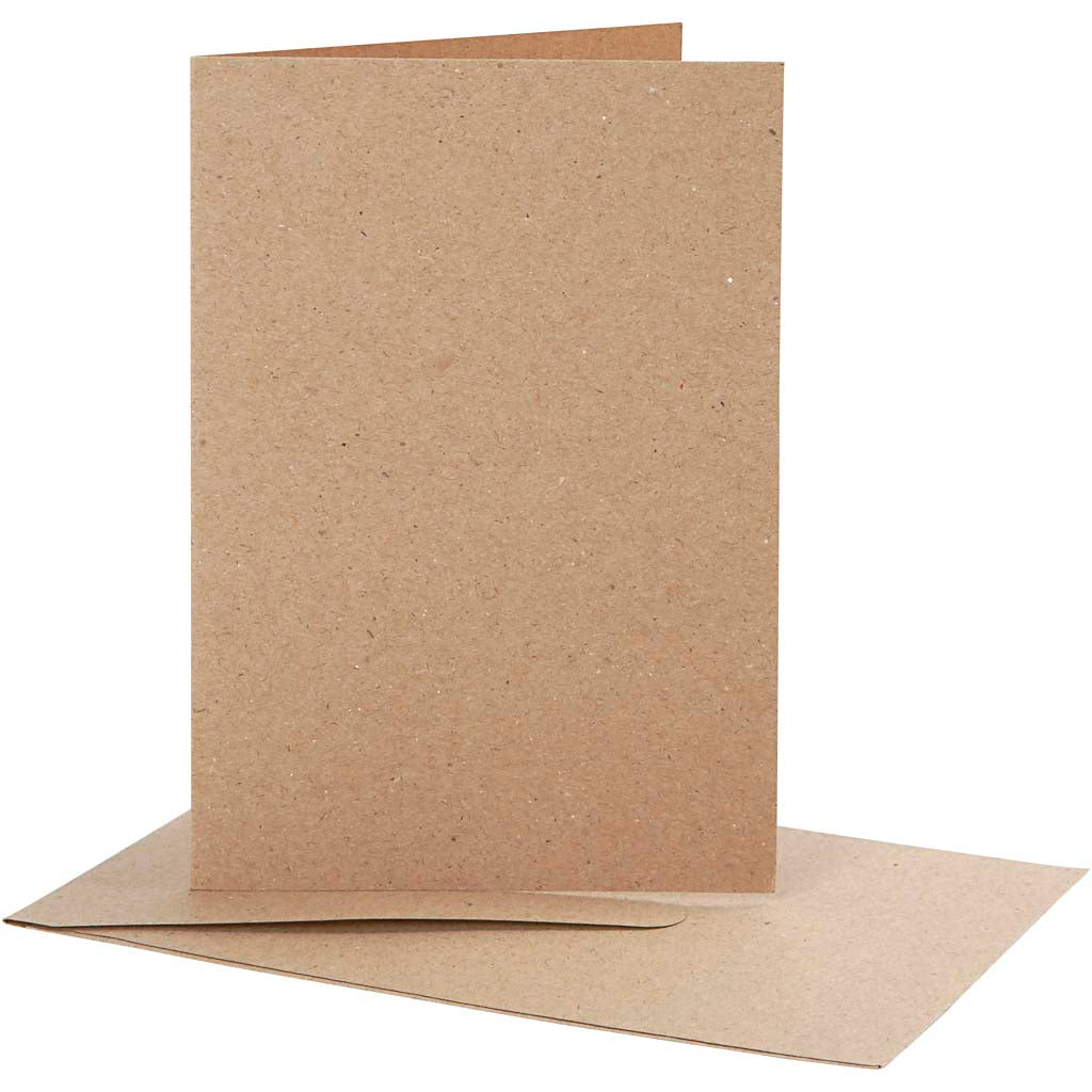 Blank Cards With Envelope, card size 10,5x15 cm, envelope size 11,5x16,5 cm, natural, 10 set
