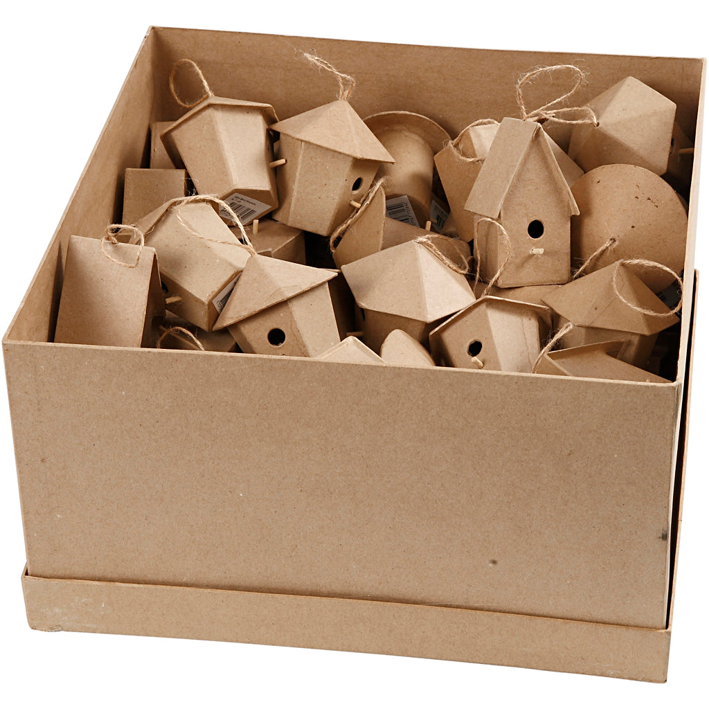 Mini Bird Houses, H: 7 cm, 6x10 pc