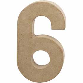 Pappsiffra, 6, H: 20,5 cm, B: 11,5 cm, tjocklek 2,6 cm, 1 st. [HOB-26634]