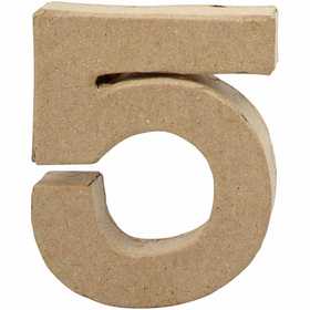 Pappsiffra, 5, H: 10 cm, B: 8,5 cm, tjocklek 1,7 cm, 1 st. [HOB-26672]