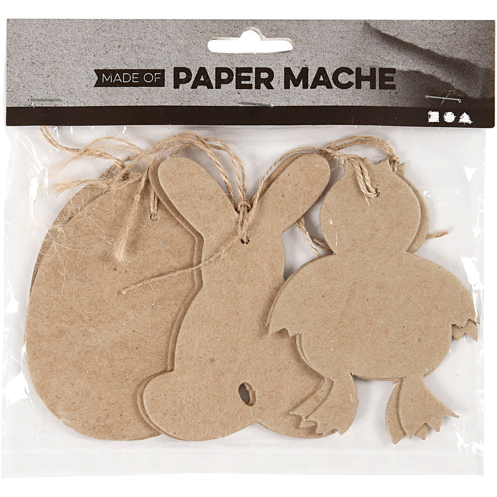 Påskdekorationer, hare, kyckling, ägg, H: 10 cm, 6 st./ 1 förp. [HOB-267343]