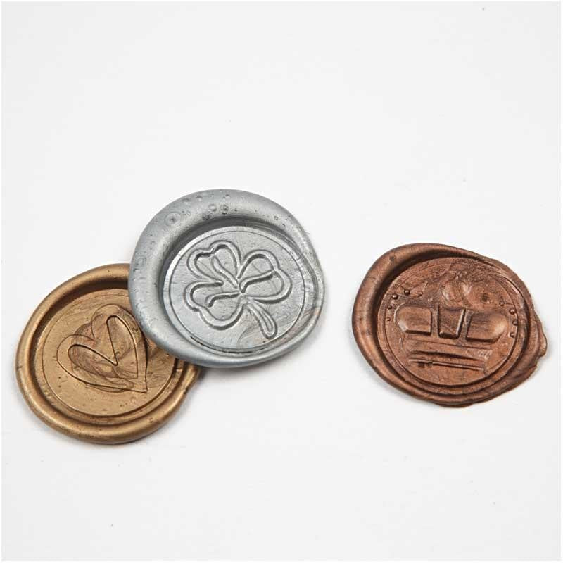 Lackstång, guld, silver, bronze, L: 10 cm, 3 st./ 1 förp. [HOB-27026]