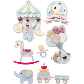 3D Stickers, baby, H: 25-70 mm, B: 20-55 mm, tjocklek 7 mm, 8 st./ 1 förp. [HOB-27095]