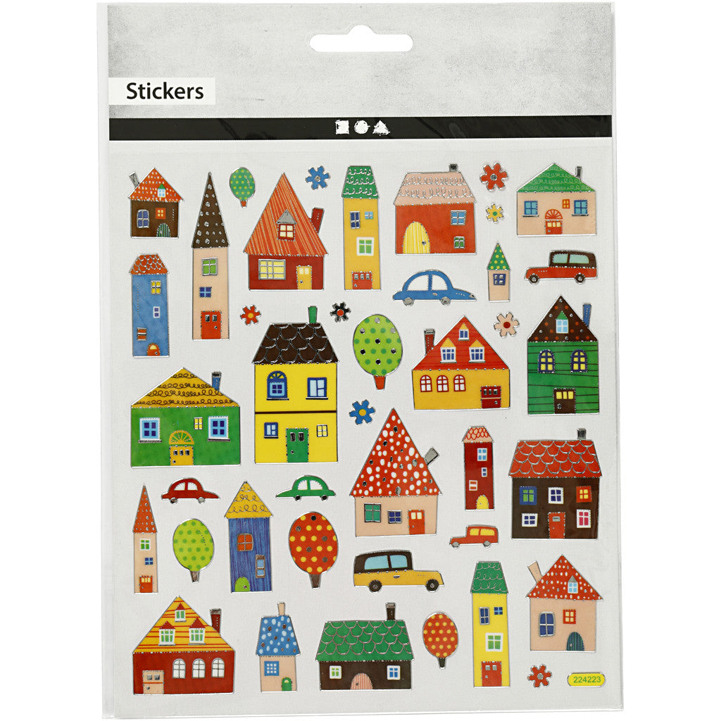 Klistermärken, stadsliv, ark 15x16,5 cm, 1 ark [HOB-27189]