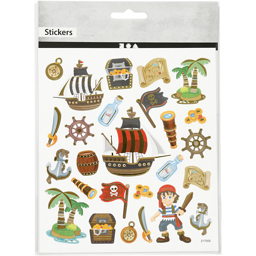 Klistermärken, pirater, ark 15x16,5 cm, 1 ark [HOB-27199]