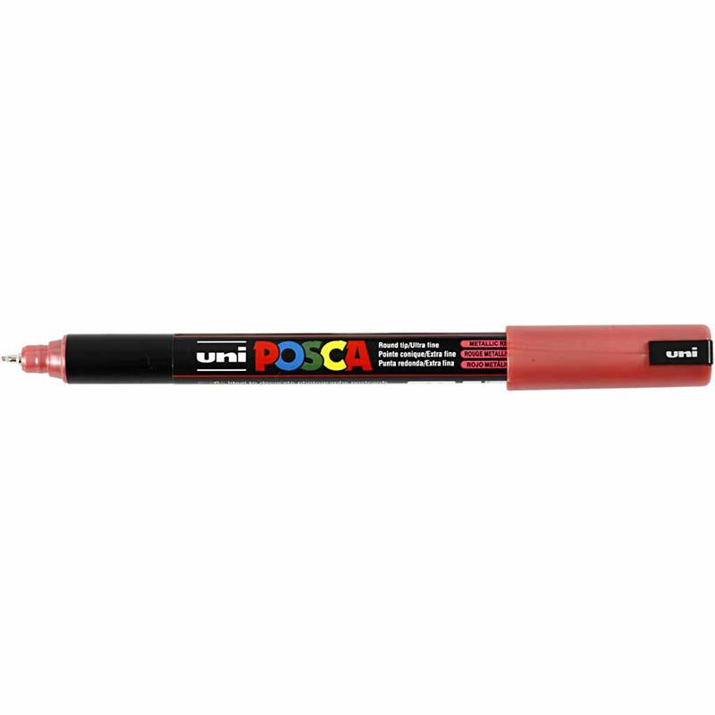 Posca Marker , nr. PC-1MR, spets 0,7 mm, extra fine, metallröd, 1 st. [HOB-272860]