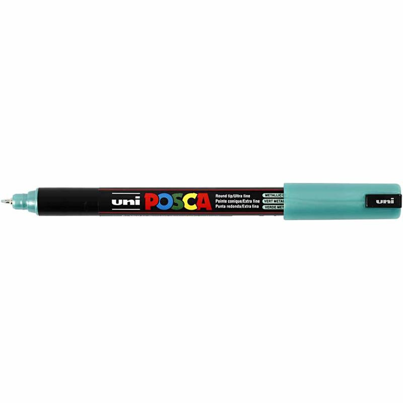 Posca Marker , nr. PC-1MR, spets 0,7 mm, extra fine, metallgrön, 1 st. [HOB-272870]