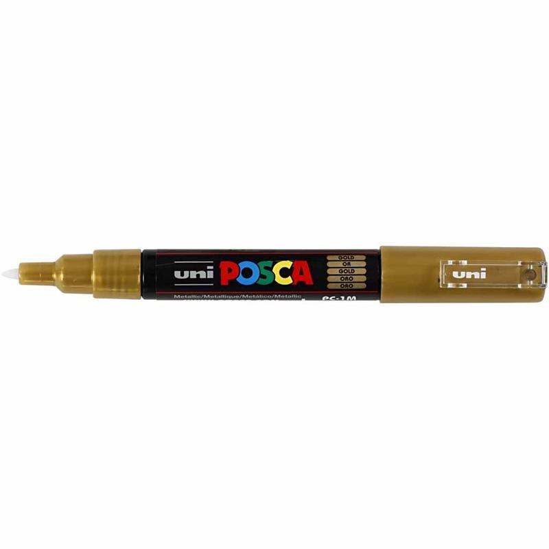 Posca Marker , nr. PC-1M, spets 0,7 mm, extra fine, guld, 1 st. [HOB-273810]