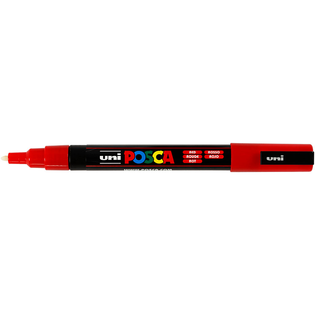 Posca Marker , nr. PC-3M, spets 0,9-1,3 mm, Fine, röd, 1 st. [HOB-274040]