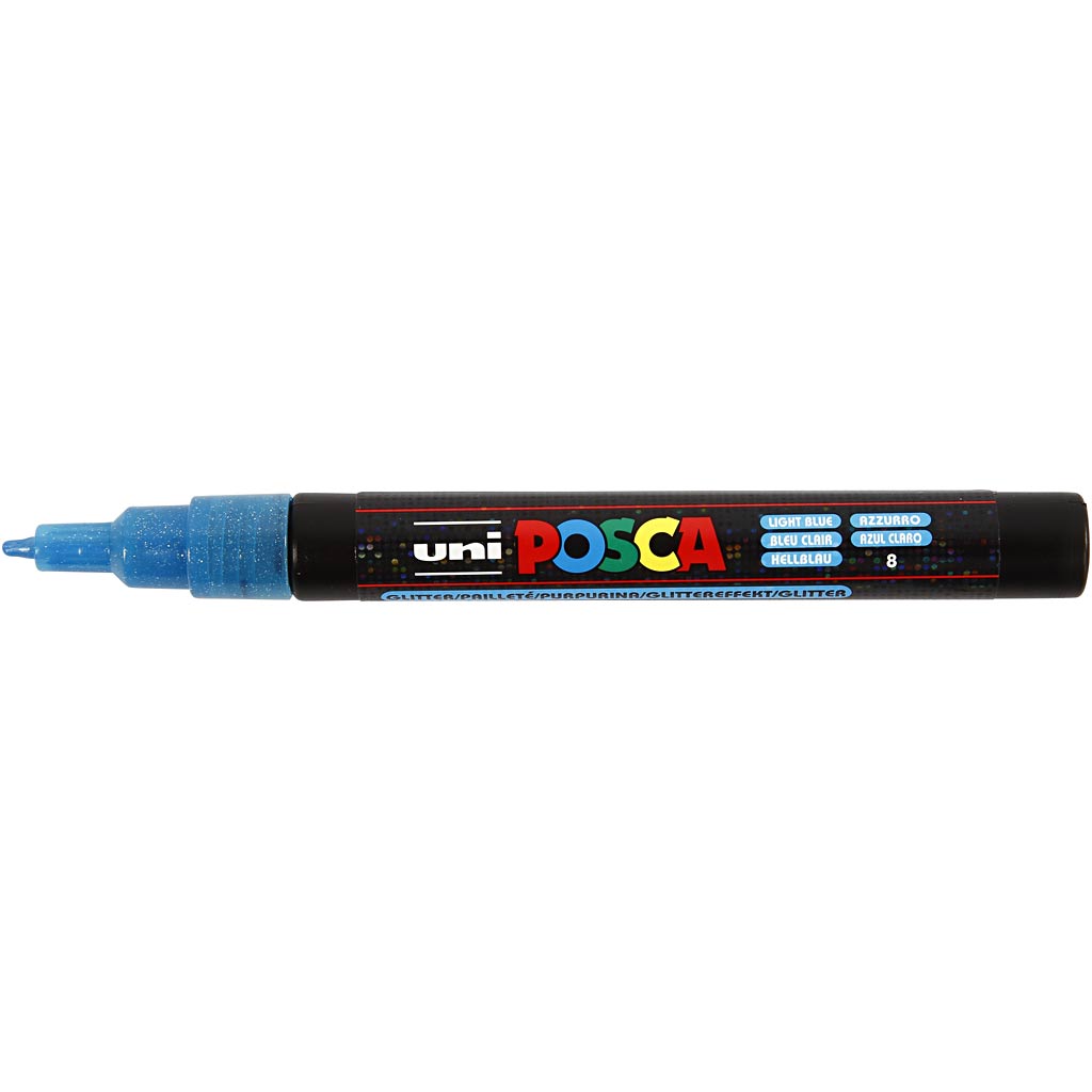 Posca Marker , nr. PC-3ML, spets 0,9-1,3 mm, glitter färger, 8 st./ 1 förp. [HOB-274899]