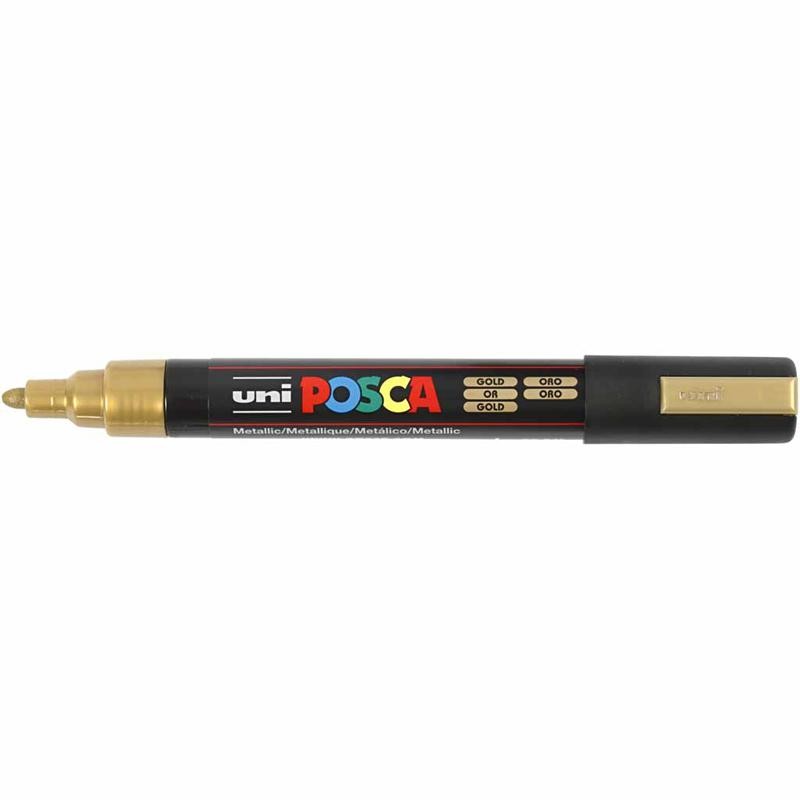 Posca Marker , nr. PC-5M, spets 2,5 mm, Medium, guld, 1 st. [HOB-276810]