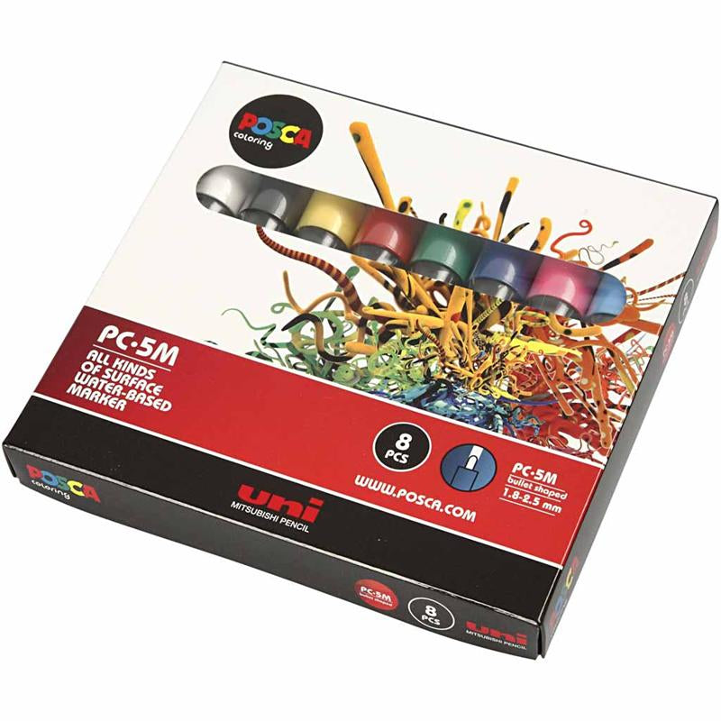Posca Marker , nr. PC-5M, spets 2,5 mm, Medium, mixade färger, 8 st./ 1 förp. [HOB-276900]