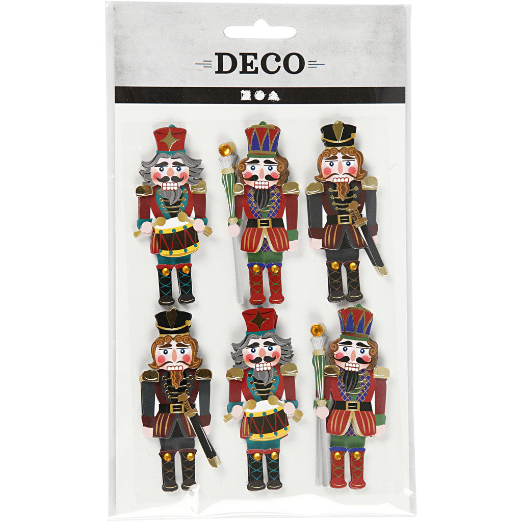 3D Stickers, nötknäpparen, H: 75 mm, B: 30 mm, tjocklek 7 mm, 6 st./ 1 förp. [HOB-27697]