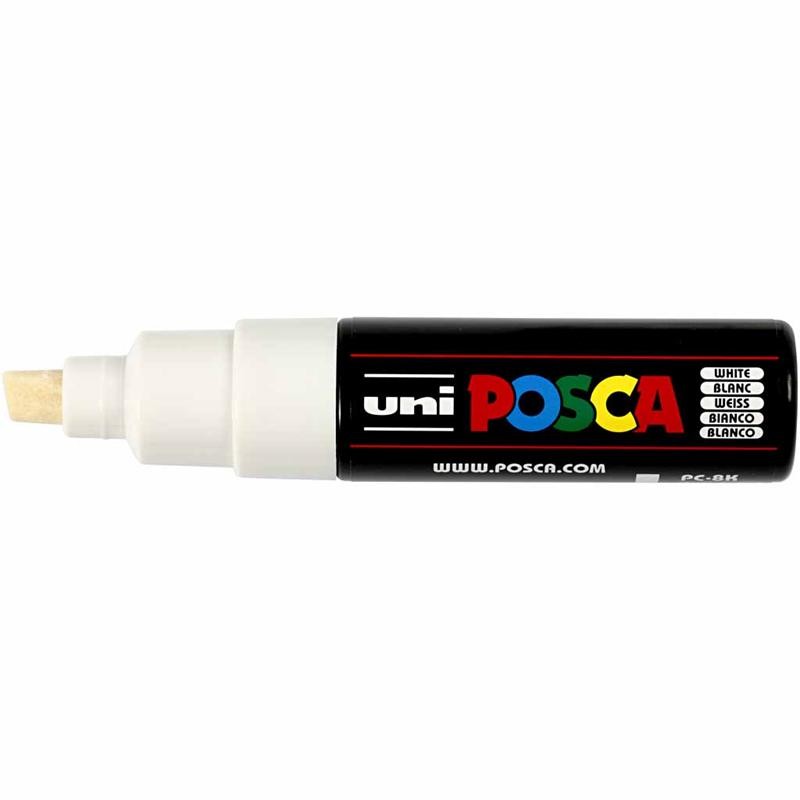 Posca Marker , nr. PC-8K, spets 8 mm, Broad, vit, 1 st. [HOB-278052]