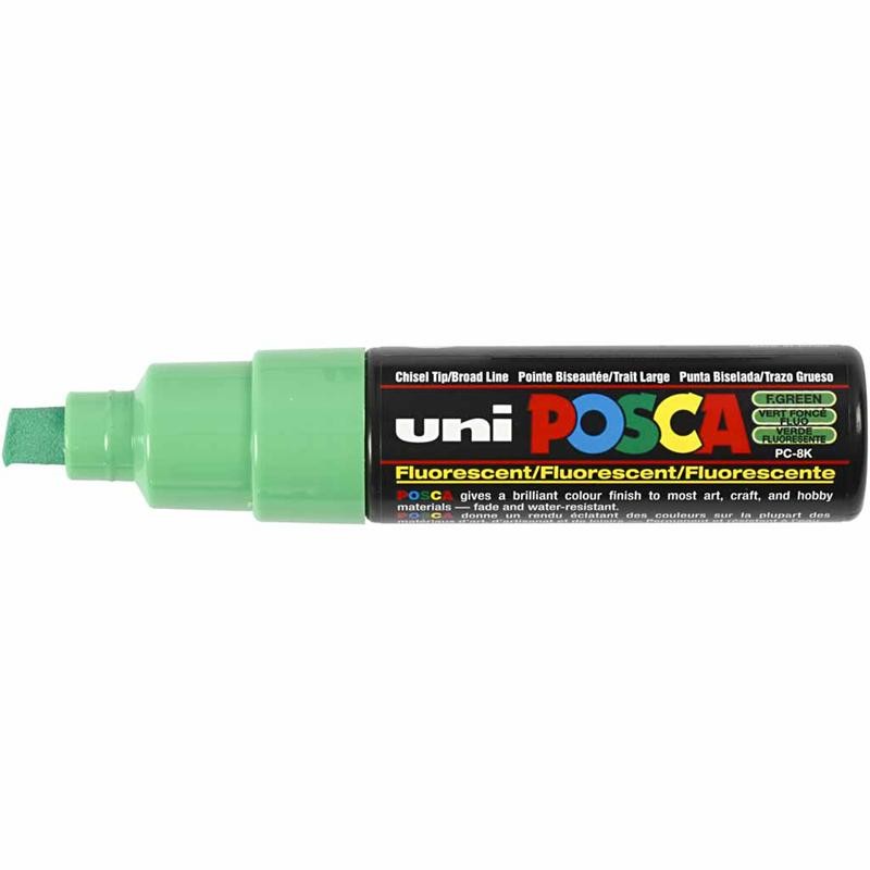 Posca Marker , nr. PC-8K, spets 8 mm, Broad, fluo green, 1 st. [HOB-278733]