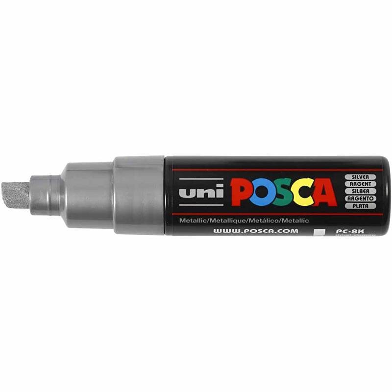 Posca Marker , nr. PC-8K, spets 8 mm, Broad, silver, 1 st. [HOB-278805]