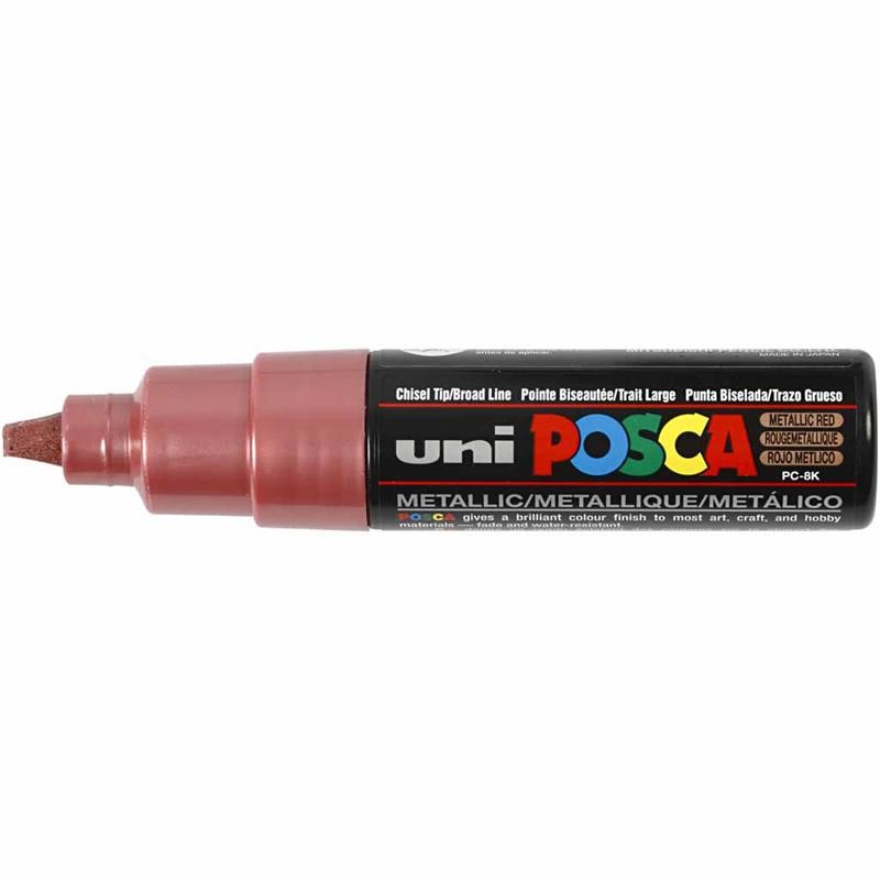 Posca Marker , nr. PC-8K, spets 8 mm, Broad, metallröd, 1 st. [HOB-278860]