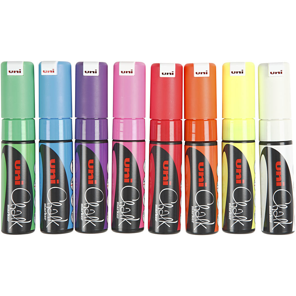 Chalk Marker, spets 8 mm, mixade färger, 8 st./ 1 förp. [HOB-279918]