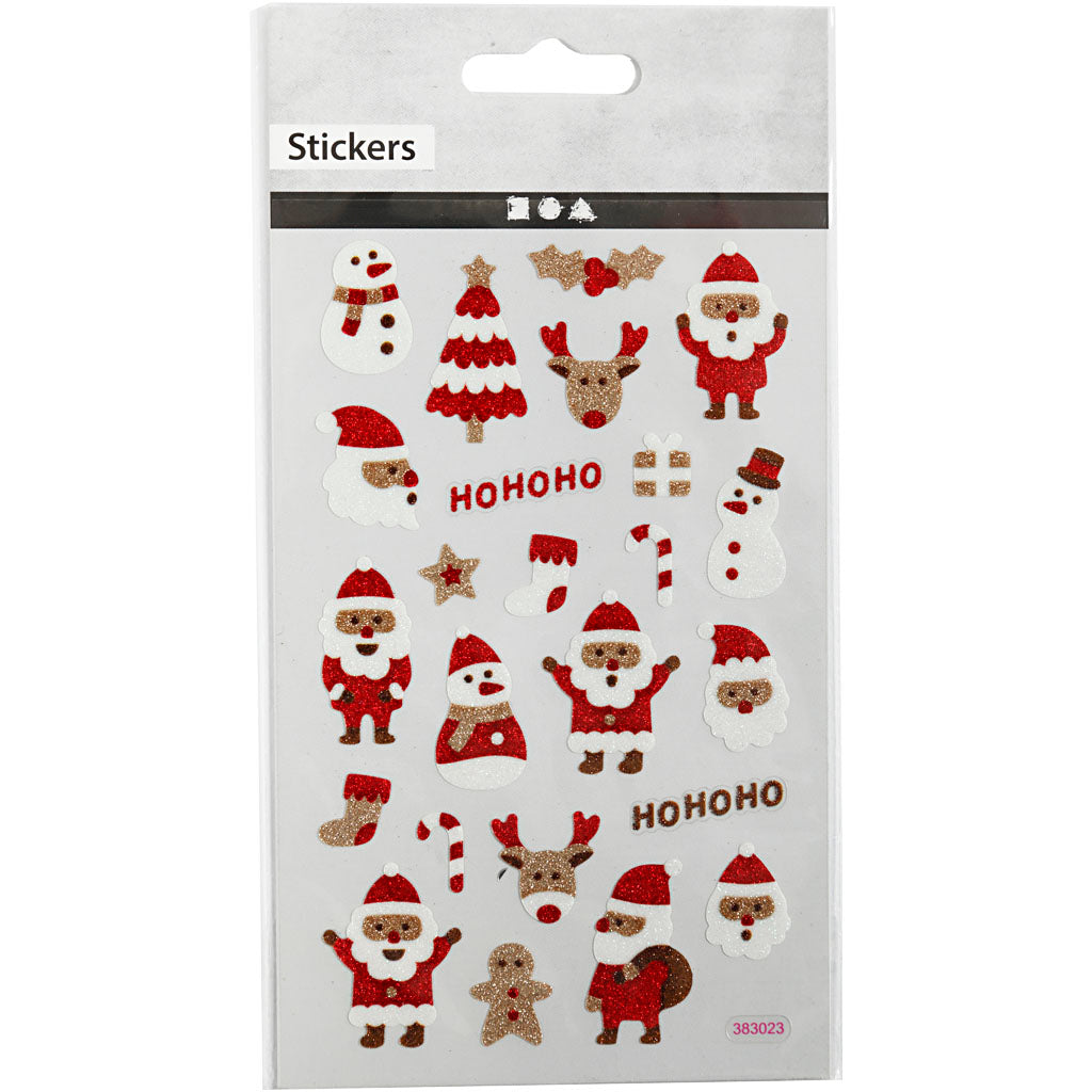 Glitterstickers, jultomte, ark 10x16 cm, 1 ark [HOB-280013]
