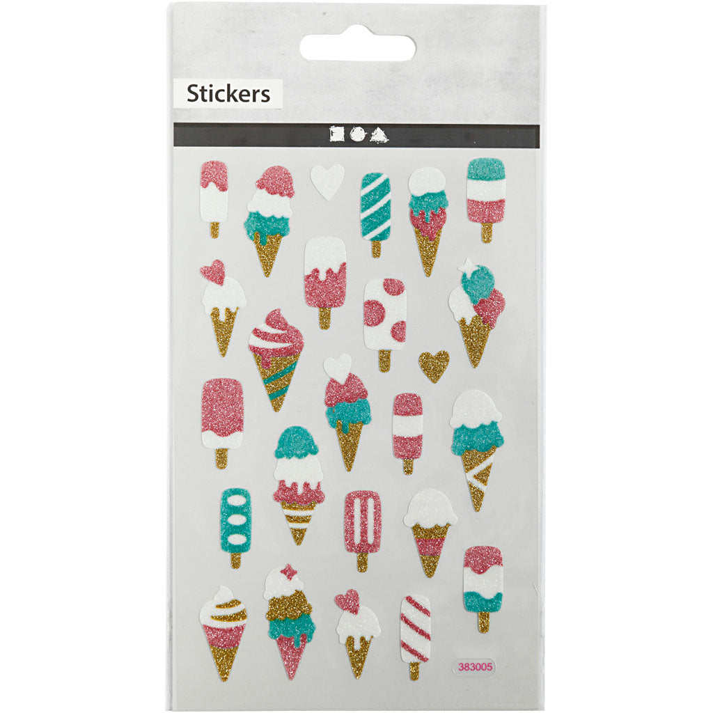 Glitterstickers, glassar, ark 10x16 cm, 1 ark [HOB-280015]