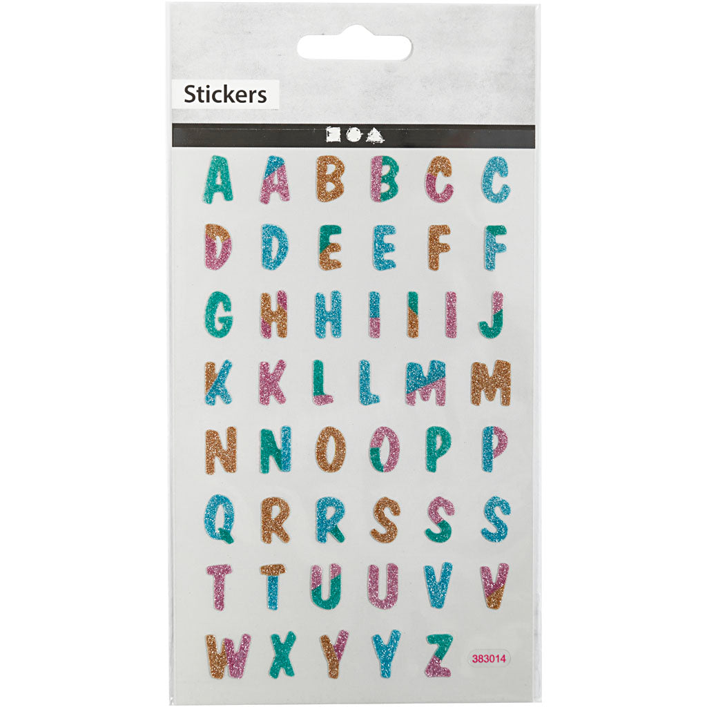Glitterstickers, bokstäver, ark 10x16 cm, 1 ark [HOB-280017]
