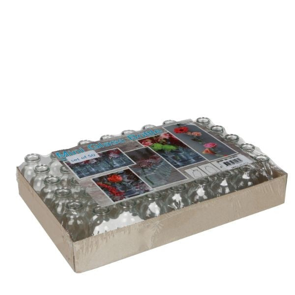 Glasflaska mini 20ml 6cm hög Ø 3 cm (bricka med 50 st) [IFS-28062]