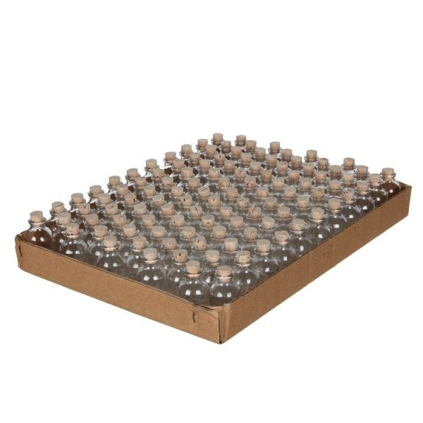 Glasflaska Mini med kork 20ml 6cm hög Ø 3 cm (bricka med 105 st) [IFS-28075]