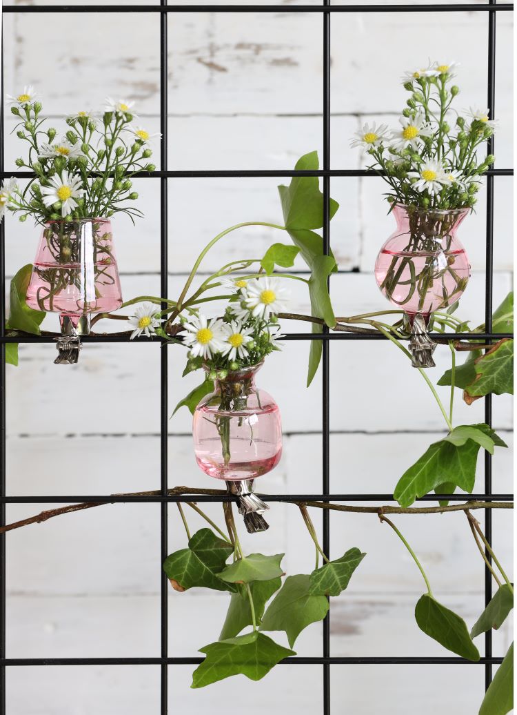 Vaser på clips med 3 st Rosa (1 st.) [IFS-28094]