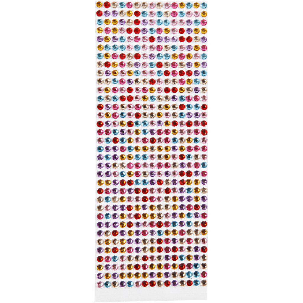 Rhinstenar stickers, Dia. 4-6 mm, ark 16x9,5 cm, mixade färger, 10 ark/ 1 förp. [HOB-28303]