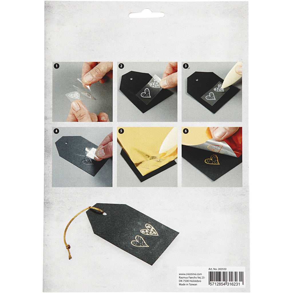 Dekorationsfolie och limark med motiv, blommor, ark 15x15 cm, guld, grön, 2x2 ark/ 1 förp. [HOB-283550]