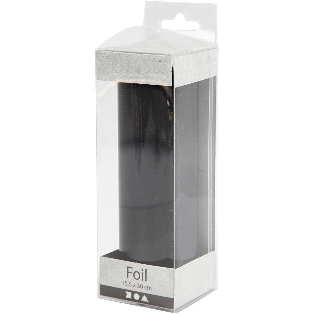 Dekorationsfolie, B: 15,5 cm, tjocklek 0,02 mm, svart, 50 cm/ 1 rl. [HOB-283571]