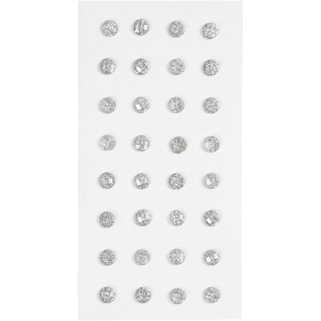 Rhinestones, dia. 8 mm, silver, 32 pc