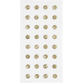 Rhinestones, Dia. 8 mm, guld, 32 st./ 1 förp. [HOB-283819]