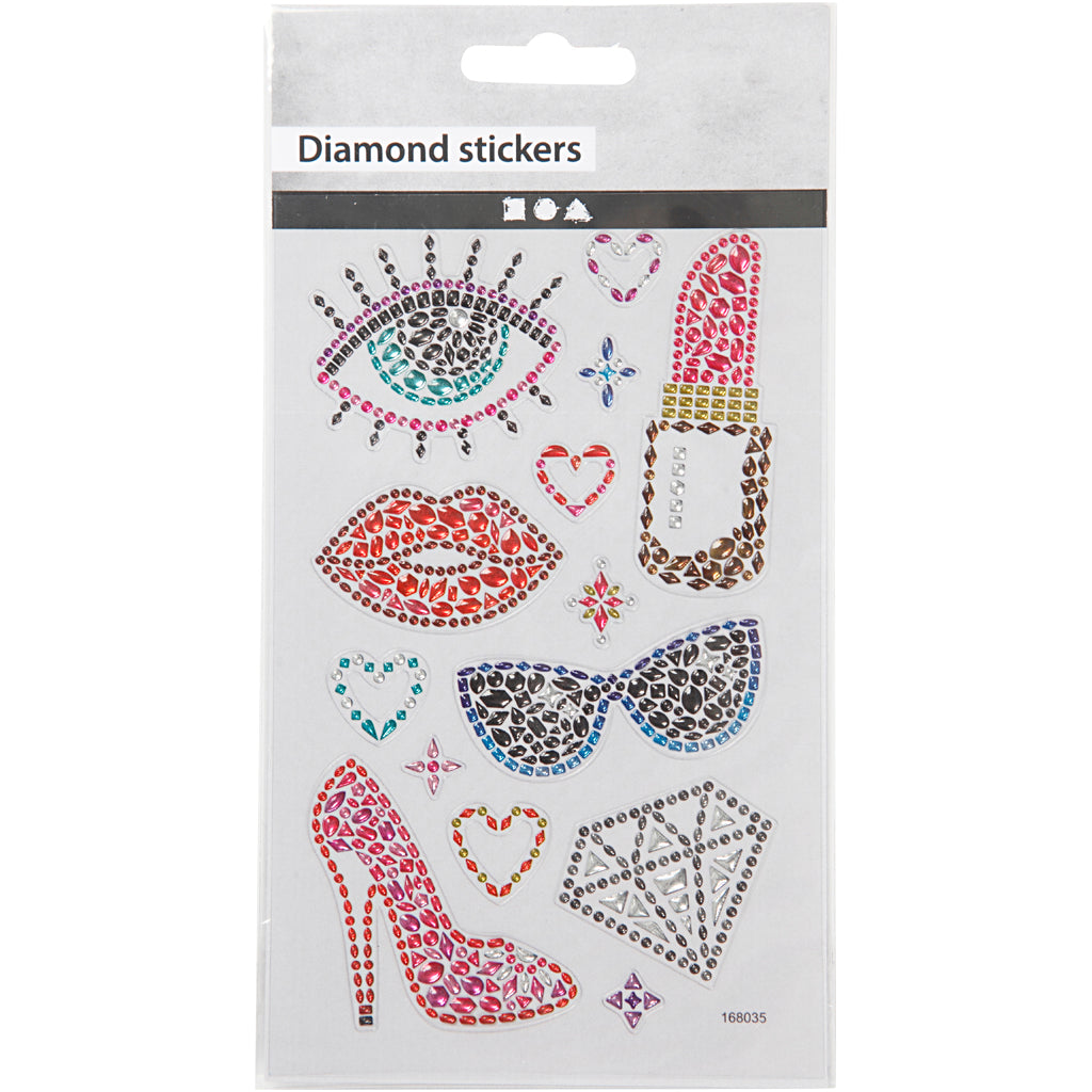Diamond stickers, redo för fest, ark 10x16 cm, 1 ark [HOB-284031]
