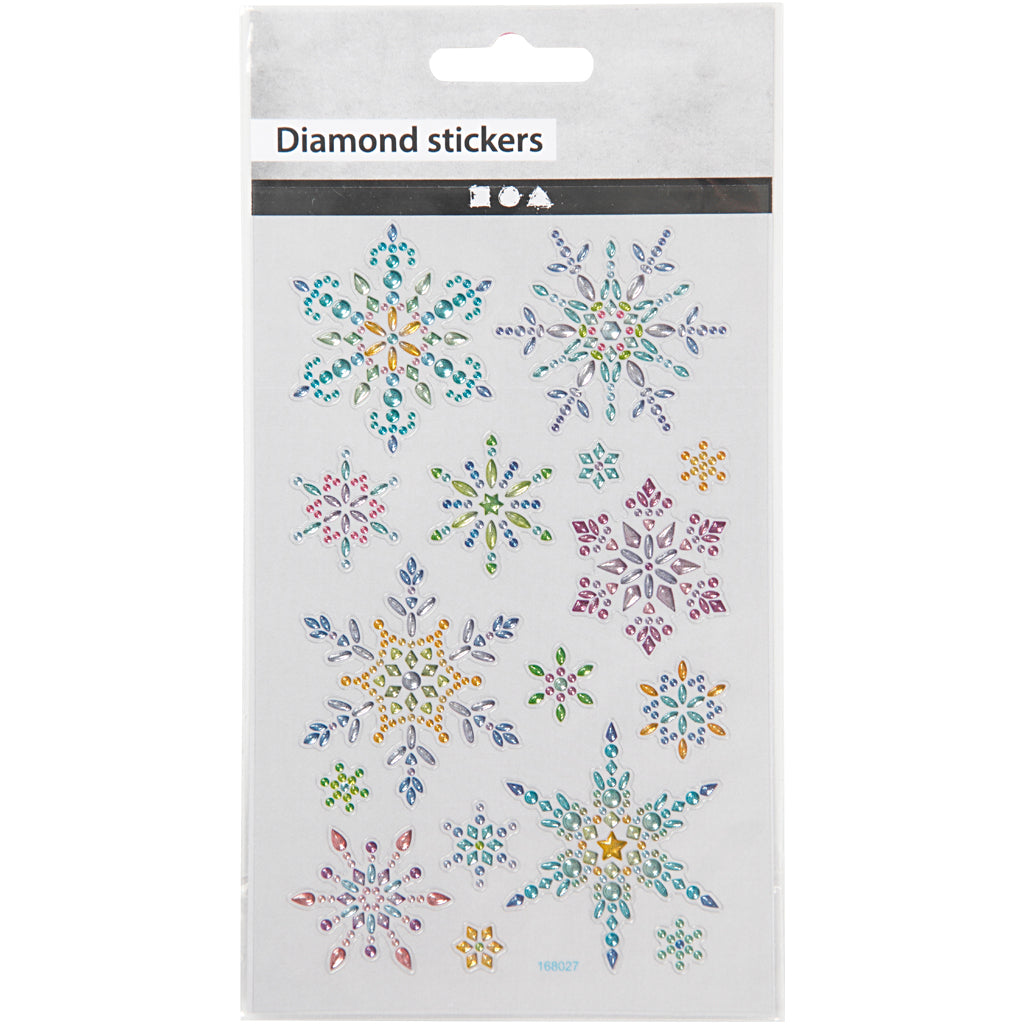 Diamond stickers, snöflingor, ark 10x16 cm, 1 ark [HOB-284033]