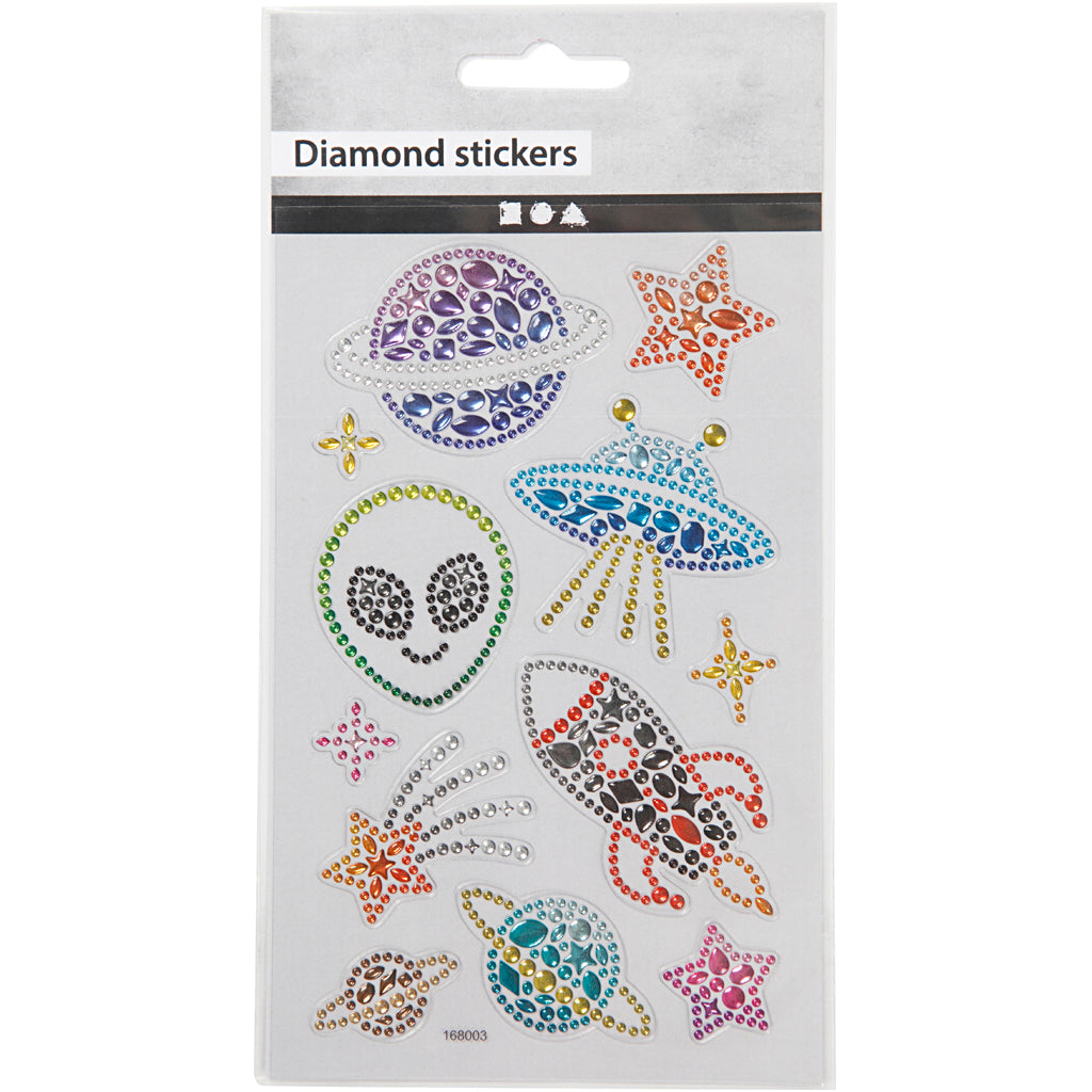 Diamond stickers, rymden, ark 10x16 cm, 1 ark [HOB-284037]