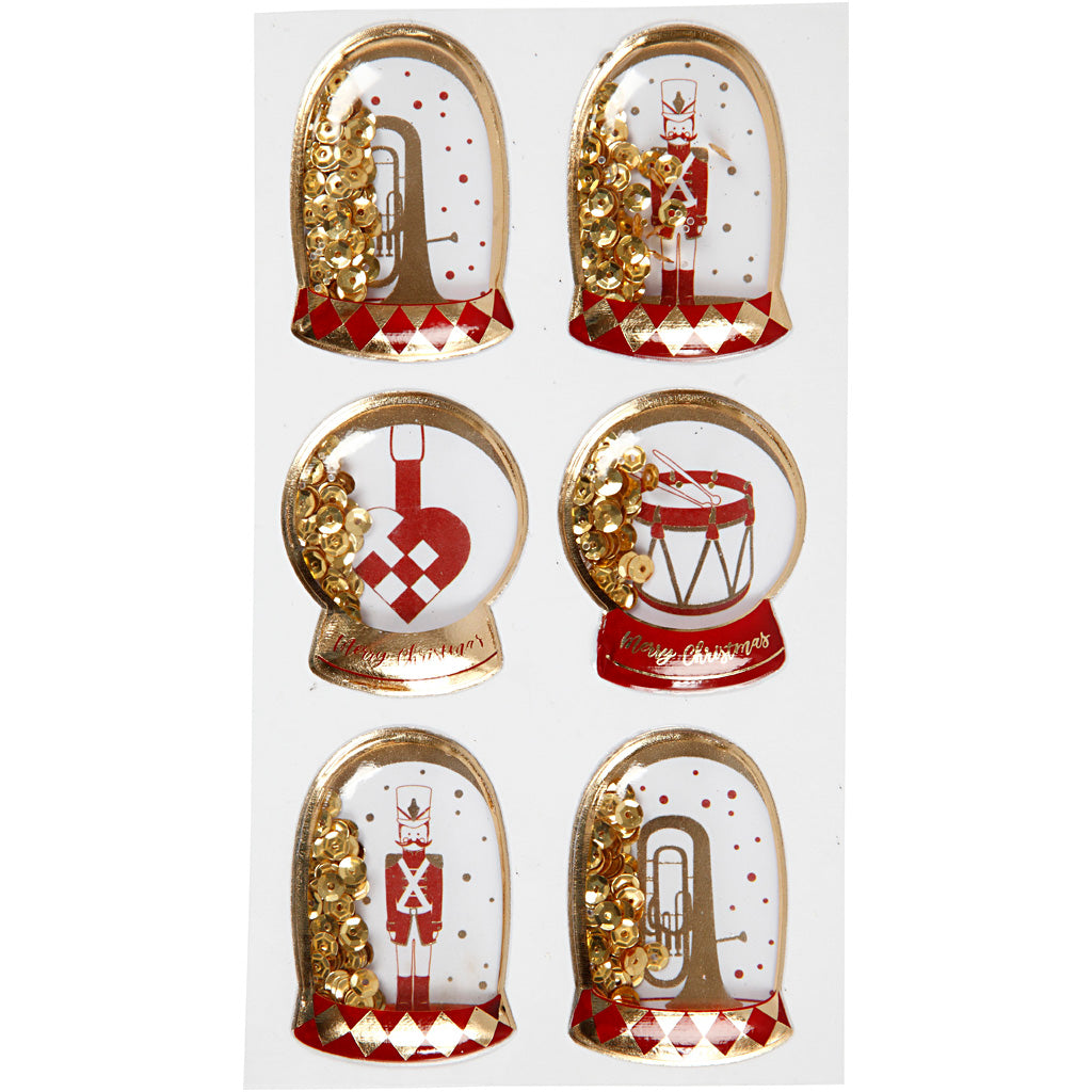 Shaker stickers, nutcracker, size 49x32+45x36 mm, gold, 6 pc