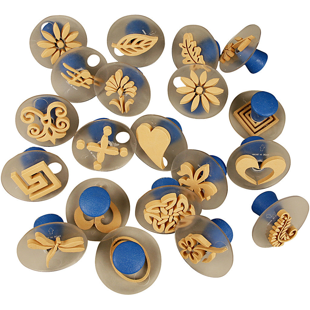 Skumstämplar med handtag, stl. 3-6 cm, 20 st./ 1 förp. [HOB-28590]