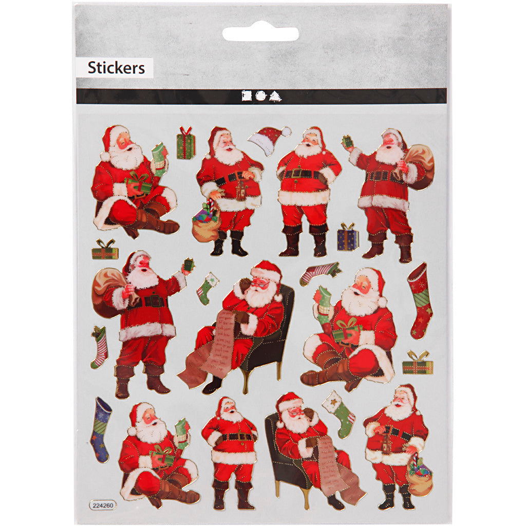 Klistermärken, klassisk tomte, ark 15x16,5 cm, ca. 22 st., 1 ark [HOB-289851]