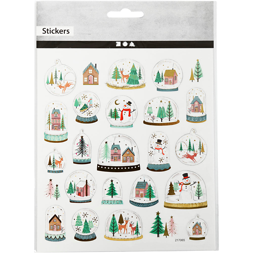 Klistermärken, snöglober, ark 15x16,5 cm, 1 ark [HOB-29046]