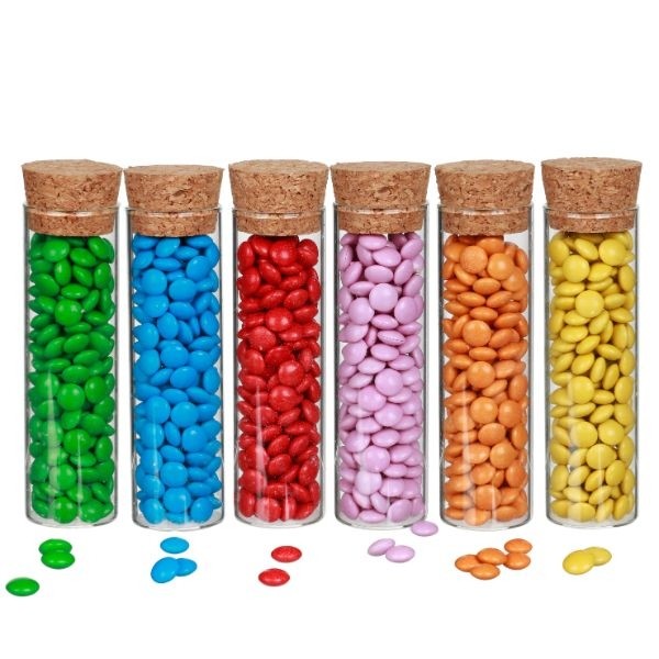 Glasrör med kork Ø3cm och 10cm högt (set med 12 st) [IFS-29142]