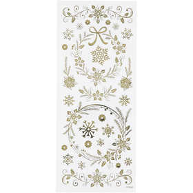 Stickers, julstjärnor, ark 10x24 cm, ca. 29 st., guld, 1 ark [HOB-29150]