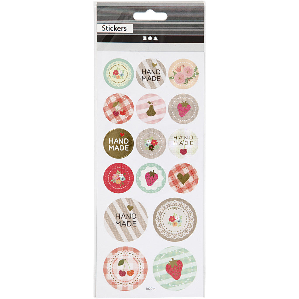 Stickers, handmade, ark 10x23 cm, ca. 16 st., 1 ark [HOB-29157]