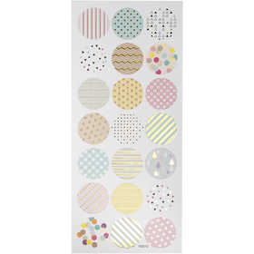 Stickers, pastell, ark 10x23 cm, ca. 21 st., 1 ark [HOB-29159]